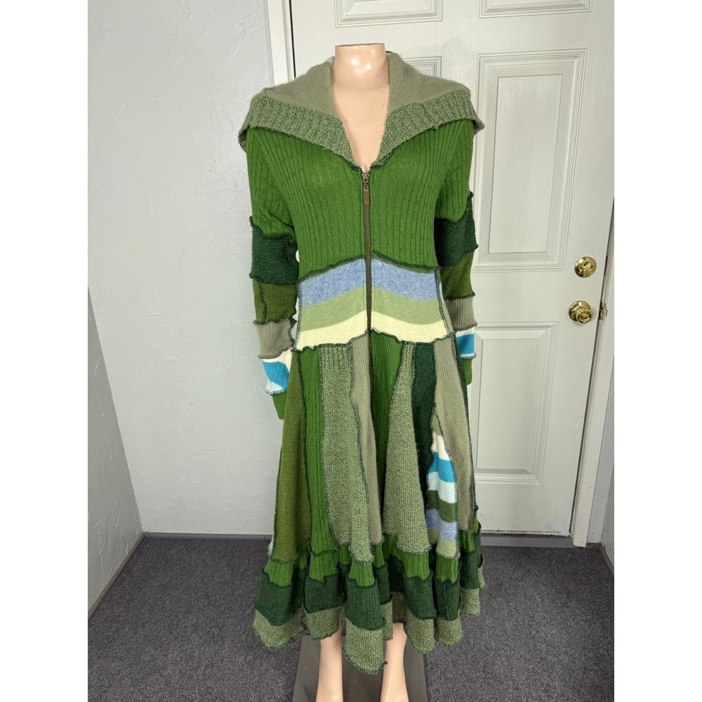 Hag Rags Women's Sweater One size Cardigan Zip Cloak Hippie Cashmere Patchwork